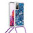 Silicone Candy Rubber TPU Bling-Bling Soft Case Cover with Lanyard Strap S03 for Samsung Galaxy S20 Lite 5G Blue
