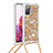 Silicone Candy Rubber TPU Bling-Bling Soft Case Cover with Lanyard Strap S03 for Samsung Galaxy S20 Lite 5G Gold