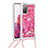 Silicone Candy Rubber TPU Bling-Bling Soft Case Cover with Lanyard Strap S03 for Samsung Galaxy S20 Lite 5G Hot Pink