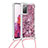 Silicone Candy Rubber TPU Bling-Bling Soft Case Cover with Lanyard Strap S03 for Samsung Galaxy S20 Lite 5G Red