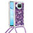 Silicone Candy Rubber TPU Bling-Bling Soft Case Cover with Lanyard Strap S03 for Xiaomi Mi 10i 5G Purple