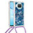 Silicone Candy Rubber TPU Bling-Bling Soft Case Cover with Lanyard Strap S03 for Xiaomi Mi 10T Lite 5G Blue