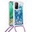 Silicone Candy Rubber TPU Bling-Bling Soft Case Cover with Lanyard Strap S03 for Xiaomi Mi 10T Pro 5G Blue