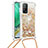 Silicone Candy Rubber TPU Bling-Bling Soft Case Cover with Lanyard Strap S03 for Xiaomi Mi 10T Pro 5G Gold