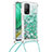 Silicone Candy Rubber TPU Bling-Bling Soft Case Cover with Lanyard Strap S03 for Xiaomi Mi 10T Pro 5G Green