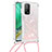 Silicone Candy Rubber TPU Bling-Bling Soft Case Cover with Lanyard Strap S03 for Xiaomi Mi 10T Pro 5G Pink