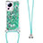 Silicone Candy Rubber TPU Bling-Bling Soft Case Cover with Lanyard Strap S03 for Xiaomi Mi 12 Lite NE 5G Green