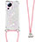 Silicone Candy Rubber TPU Bling-Bling Soft Case Cover with Lanyard Strap S03 for Xiaomi Mi 12 Lite NE 5G Pink