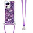 Silicone Candy Rubber TPU Bling-Bling Soft Case Cover with Lanyard Strap S03 for Xiaomi Mi 12 Lite NE 5G Purple