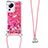 Silicone Candy Rubber TPU Bling-Bling Soft Case Cover with Lanyard Strap S03 for Xiaomi Mi 12 Lite NE 5G Red