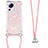 Silicone Candy Rubber TPU Bling-Bling Soft Case Cover with Lanyard Strap S03 for Xiaomi Mi 12 Lite NE 5G Rose Gold