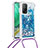 Silicone Candy Rubber TPU Bling-Bling Soft Case Cover with Lanyard Strap S03 for Xiaomi Redmi K30S 5G Blue