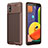 Silicone Candy Rubber TPU Twill Soft Case Cover WL1 for Samsung Galaxy A01 Core Brown