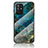 Silicone Frame Fashionable Pattern Mirror Case Cover for Oppo F19 Pro+ Plus 5G Blue