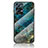 Silicone Frame Fashionable Pattern Mirror Case Cover for Oppo Reno7 Pro 5G Blue
