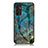 Silicone Frame Fashionable Pattern Mirror Case Cover for Samsung Galaxy F13 4G Blue