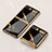Silicone Frame Fashionable Pattern Mirror Case Cover for Samsung Galaxy Z Flip 5G Gold and Black