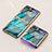 Silicone Frame Fashionable Pattern Mirror Case Cover for Samsung Galaxy Z Flip Cyan