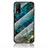 Silicone Frame Fashionable Pattern Mirror Case Cover for Vivo Y12s Blue