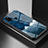 Silicone Frame Fashionable Pattern Mirror Case Cover LS1 for Samsung Galaxy M21 Blue