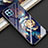 Silicone Frame Flowers Mirror Case Cover for Oppo Reno4 SE 5G Blue
