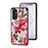 Silicone Frame Flowers Mirror Case Cover for Samsung Galaxy F13 4G Red