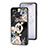 Silicone Frame Flowers Mirror Case Cover S01 for Oppo A17 Black