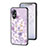 Silicone Frame Flowers Mirror Case Cover S01 for Oppo A17 Clove Purple