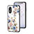 Silicone Frame Flowers Mirror Case Cover S01 for Oppo A17 White