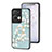 Silicone Frame Flowers Mirror Case Cover S01 for Oppo Reno8 Pro 5G Cyan