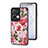 Silicone Frame Flowers Mirror Case Cover S01 for Oppo Reno8 Pro 5G Red
