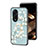 Silicone Frame Flowers Mirror Case Cover S01 for Oppo Reno8 T 4G Cyan
