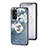 Silicone Frame Flowers Mirror Case Cover S01 for Samsung Galaxy F13 4G Blue