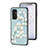 Silicone Frame Flowers Mirror Case Cover S01 for Samsung Galaxy F13 4G Cyan