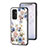 Silicone Frame Flowers Mirror Case Cover S01 for Samsung Galaxy F13 4G White