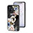 Silicone Frame Flowers Mirror Case Cover S01 for Vivo iQOO Z6x Black