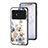 Silicone Frame Flowers Mirror Case Cover S01 for Xiaomi Redmi Note 11R 5G White