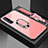 Silicone Frame Mirror Case Cover with Magnetic Finger Ring Stand A02 for Oppo Find X2 Neo Pink