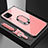 Silicone Frame Mirror Case Cover with Magnetic Finger Ring Stand for Huawei P40 Lite Rose Gold