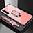 Silicone Frame Mirror Case Cover with Magnetic Finger Ring Stand for Xiaomi Redmi Note 8T Rose Gold