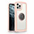 Silicone Frame Mirror Case Cover with Magnetic Finger Ring Stand N01 for Apple iPhone 12 Pro Max Pink
