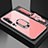 Silicone Frame Mirror Case Cover with Magnetic Finger Ring Stand T01 for Xiaomi Mi Note 10 Pink