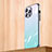 Silicone Frame Mirror Rainbow Gradient Case Cover AT1 for Apple iPhone 13 Pro Max Cyan