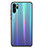 Silicone Frame Mirror Rainbow Gradient Case Cover for Huawei P30 Pro Cyan
