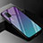 Silicone Frame Mirror Rainbow Gradient Case Cover for Oppo A72 Cyan