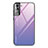 Silicone Frame Mirror Rainbow Gradient Case Cover for Samsung Galaxy S21 5G Clove Purple