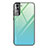 Silicone Frame Mirror Rainbow Gradient Case Cover for Samsung Galaxy S22 5G Matcha Green