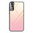 Silicone Frame Mirror Rainbow Gradient Case Cover for Samsung Galaxy S22 5G Pink