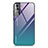 Silicone Frame Mirror Rainbow Gradient Case Cover for Samsung Galaxy S22 5G Purple