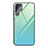 Silicone Frame Mirror Rainbow Gradient Case Cover for Samsung Galaxy S22 Ultra 5G Matcha Green
